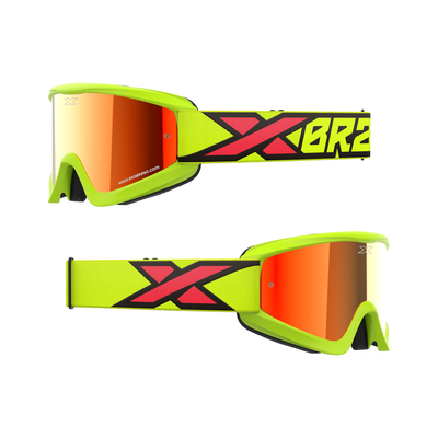 GOX FLAT-OUT MIRROR GOGGLE FLO YELLOW, BLACK, & FIRE RED - Minimotos