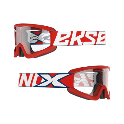 GOX FLAT-OUT CLEAR GOGGLE RED, WHITE & BLUE - Minimotos